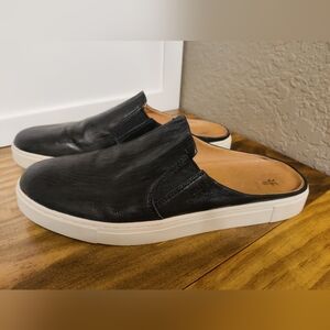 FRYE Black Leather Slip-On Mule Sneakers